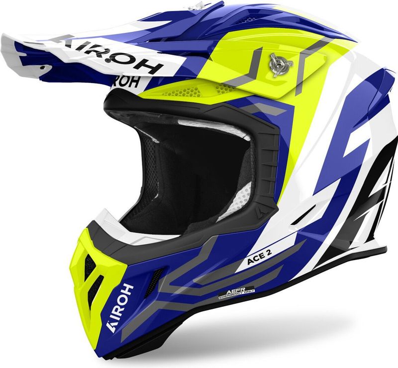 Airoh - Aviator Ace 2 - Offroad Helm - Geel - Glanzend - Composite Carbon