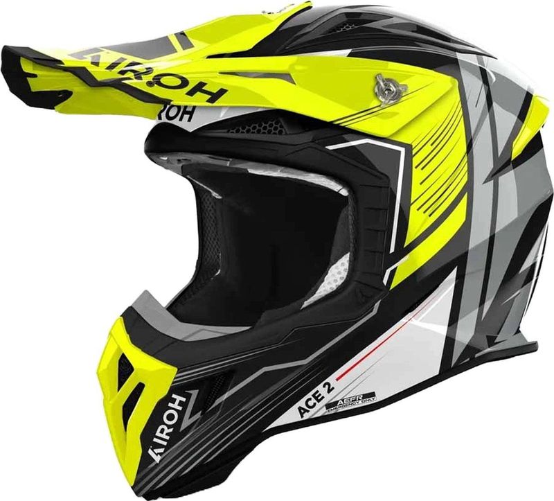 Airoh - Aviator Ace 2 - Offroad Helm - Geel - Glanzend - Composite Carbon