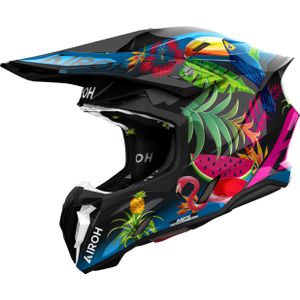Airoh Twist 3 Amazonia, kruishelm, Zwart/Groen/Pink/Blauw, XS