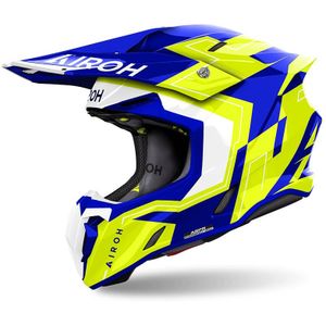 Crosshelm Airoh Twist 3 Dizzy Glanzend Blauw-Geel