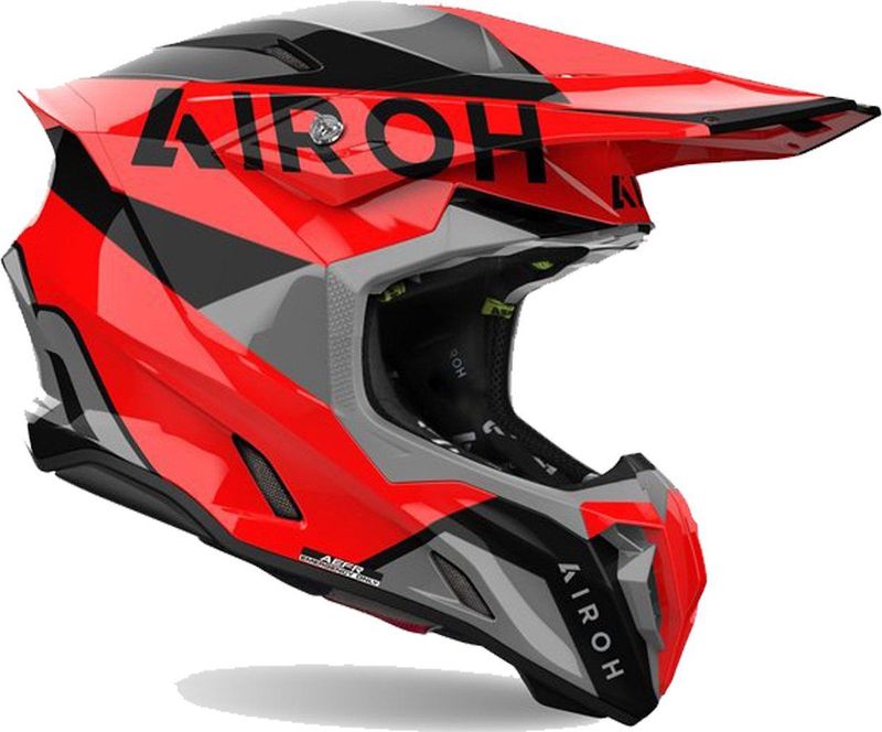 Airoh - Twist 3 - Offroad Helm - Rood Grijs - HRT-Schaal