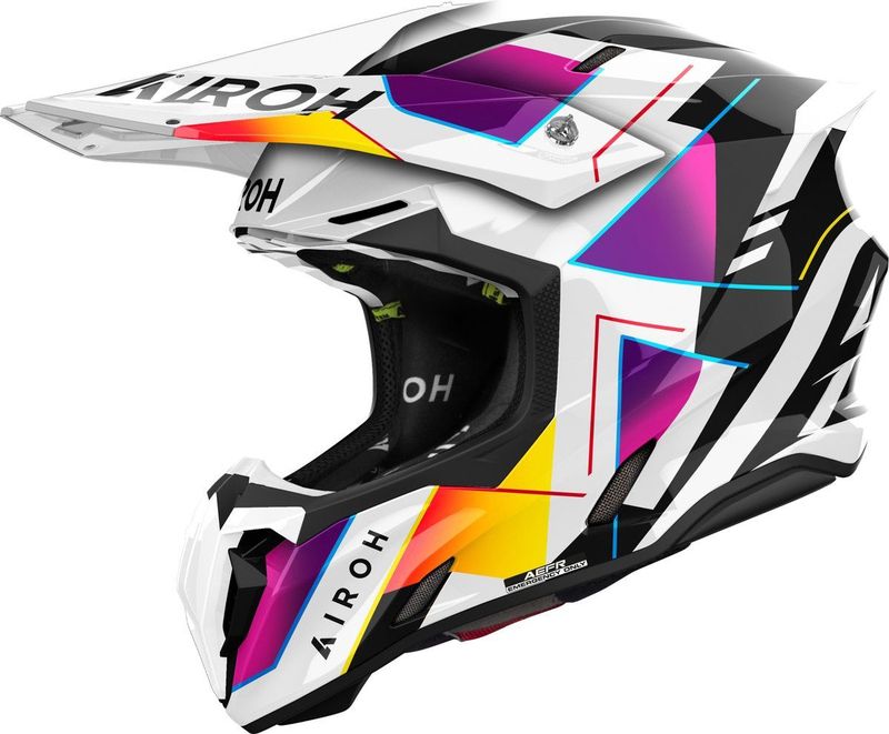 Airoh Twist 3 Rainbow Wit Paars Offroad Helm - Maat 2XL - Helm