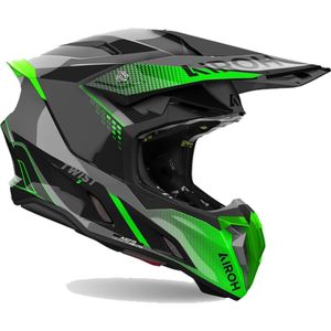 Airoh - Twist 3 - Offroad Helm - Zwart Groen - HRT-Schaal