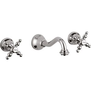 Inbouw Wastafel Mengkraan Sanimex Giulini Retro Model Tweegreeps Kruisgreep 20cm Inclusief G-Link Inbouwdeel Chroom