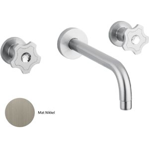 Inbouw wastafelmengkraan sanimex giulini tweeknops 20 cm inclusief g-link inbouwdeel mat nikkel