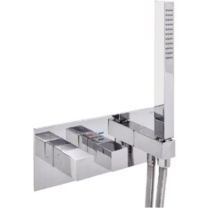 Inbouw douchekraan sanimex giulini thermostatisch 1-uitgang vierkant incl. Handdouche en box inbouwdeel chroom