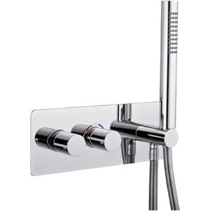 Inbouw Douchekraan Sanimex Giulini Thermostatisch 1-Uitgang Rechthoekig Incl. Handdouche En BOX Inbouwdeel Chroom