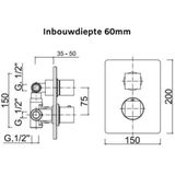 Inbouw regendouche set sanimex design giulini vierkante hoofddouche en handdoucheset chroom