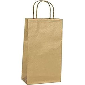 Mainetti Bags 93355 Shoppers Biokraftpapier, goudkleurig, 14 x 9 x 38 cm, flessenhouder, 20 stuks