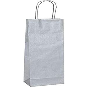 Mainetti Bags 93354 Shoppers Biokraftpapier, zilver, 14 x 9 x 38 cm, flessenhouder, 20 stuks