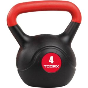 Toorx Fitness PVC Kettlebell - Gewicht - 4 kg - Krachttraining - Rood - Zwart