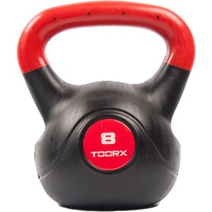 Toorx Fitness PVC Kettlebell - Gewicht - 8 kg - Krachttraining - Rood - Zwart