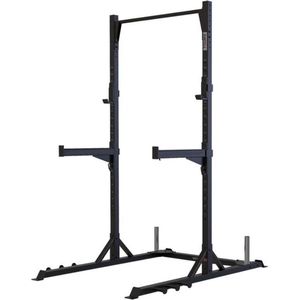 Toorx Fitness Squat Stand WLX-3200 - inclusief Chin-Up Bar - inclusief J-Cups - Verstelbare Afleggers - Opbergmogelijkheid voor Halterschijven - Pegs voor Weerstandsbanden - Matzwart - 300 kg