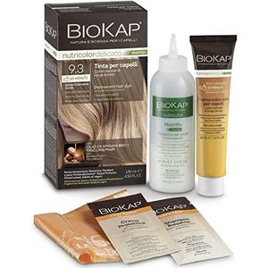 BIOKAP Nutricolor Delicate Rapid, haarkleur 9.3 lichtblond, goudkleurig, ammoniakvrije haarkleur die het haar zacht maakt, haarkleur met 10 minuten aanbrengen, 135 ml