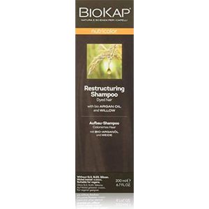 BIOKAP Opbouwshampoo voor gekleurd haar met biologische arganolie en wilgenbast, eucalyptus, 200 ml
