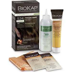 BIOKAP Nutricolor Doux Rapid, haarkleur zonder ammoniak, maakt het haar zacht, haarkleur met 10 minuten aanbrengen, 135 ml (5,34 lichtbruin honing)