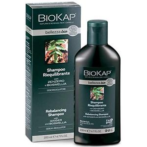 BIOKAP BELLEZZA BIO Rebalancing balancerende shampoo, 200 ml, voor een uitgebalanceerde hoofdhuid en zacht haar, complex van gember boswellia en rode druiven, veganistisch