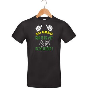 mijncadeautje - T-shirt unisex - zwart - opdruk in kleur -  zo goed met  65 jaar - maat 3 XL
