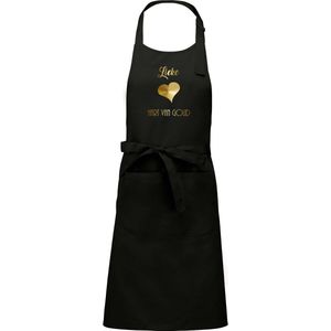 Naam cadeau - Lieke - Hart van Goud - Keukenschort -zwart - cadeau Moederdag - trouwdag - verjaardag - jubileum