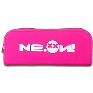 NE.ON MILANO Siliconen hoes, praktisch etui voor school en kantoor, reis-accessoiretas, kabeltas en oplader, fluo fuchsia, Tas
