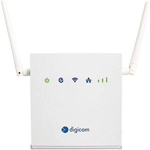 Digicom 4G LiteRoute - LTE Cat4 Router, 150Mbps download en 50Mbps upload 4G, 2 LAN-poorten 10/100. Wi-Fi gemakkelijk met WPS en tot 300Mbps, Firewall, geen configuratie nodig, wit