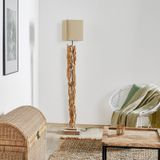 Vloerlamp Marica - Crème - Woon-/Eetkamer - Textiel/Stof/Zijde