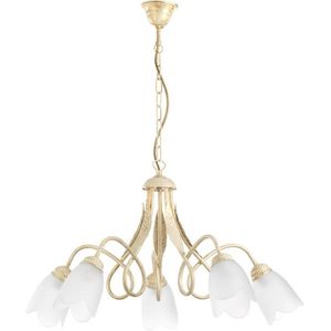 ONLI Hanglamp 5 lampen dubbele Giro kleur ivoor