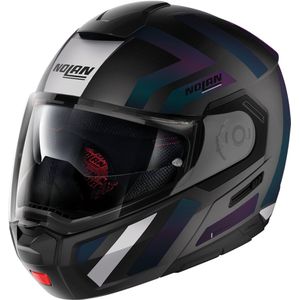 Nolan N90-3 Laneway 040 Mat Zwart Blauw Paars Helm - Maat XXL - Helm