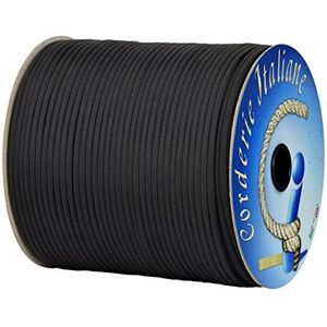 Paracord 550 Type III Basic Noir 4 mm - 30 m, âme 7 fils, 100% Made in Italy 006078883 Corderie italienne