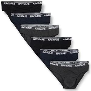 Navigare Herenslips, verpakking van 6 stuks, Veelkleurig (grijs/zwart/marine), S