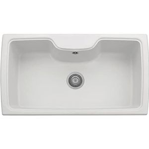 Quartz spoelbak voor keuken, inbouwspoelbak PLADOS HR0860, enkele wastafel 86 cm, melkwit