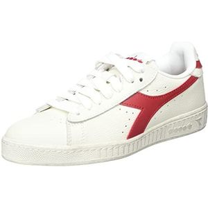 Diadora Game L Low Waxed, uniseks sneakers voor volwassenen, wit, rood, wit, rood, 36.5 EU