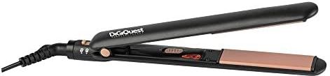 DIGIQUEST Dunne keramische stijltang, ideaal voor op reis, aan/uit-knop, snoer van 1,8 m, temperatuur 200 graden, afsluitbare handgreep, roségoud en zwart