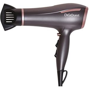 DIGIQUEST Haardroger 1800-2200 W max WINDY DAILY, licht en krachtig, kabel van 2 m, 6 snelheden, koude slag, met concentrator en diffuser.