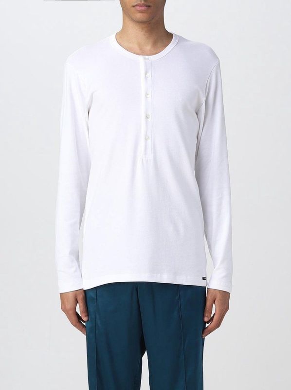 T-shirts - Wit - Henley Shirt Long Sleeve Top
