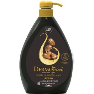Dermomed, Zeepcrème voor handen, arganolie, respecteert de huid, maakt ze geurend en zacht, met hyaluronzuur, pH-neutraal, gemaakt in Italië, dermatologisch getest, 1 liter dispenser