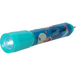 Disney Frozen kinder zaklamp/leeslamp met pen - blauw - kunststof - 12 x 2 cm