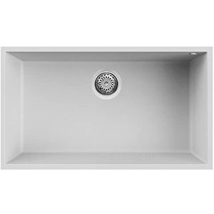 Elleci Quadra 130 onderbouw spoelbak - Granitek wit
