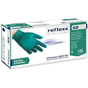 Reflexx R68/L nitrilhandschoenen, poedervrij, maat 6,0, groen, 100 stuks, M, groen, 100