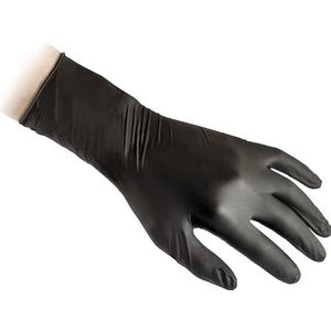 REFLEXX N79p/S Extra lang, 30 cm, poedervrije nitril handschoenen, maat 7,7. Small, zwart (50 stuks)