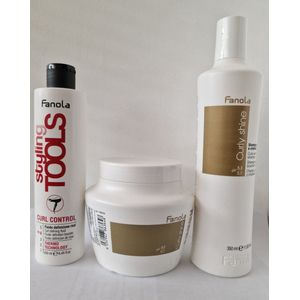 Fanola Curly Shine Trio Shampoo 350ml + Mask 500ml + Curl Control 250ml