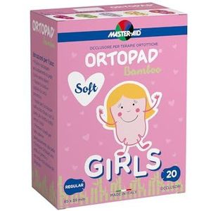 MASTER AID Ortopad Soft Girls Regular Kleurrijke oogpleisters voor kinderen, oogpleisters voor kinderen voor de behandeling van luie ogen en scheelzien – 1 verpakking van 20 stuks – 8,5 x 5,9 cm