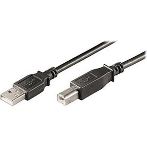 Ewent USB 2.0 kabel type A/stekker naar b/stekker, dubbel afgeschermd, aWG 28, koper, overdrachtssnelheid tot 480 Mbps, zwart/zwart