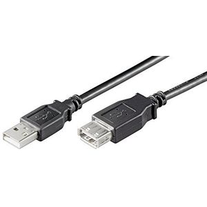 Ewent kabel USB 2.0 type A/stekker op Avrouwelijk, dubbel afgeschermd AWG 28 in koper, rata-overdrachtsnelheid tot 480 Mbit, zwart 5.00 m zwart