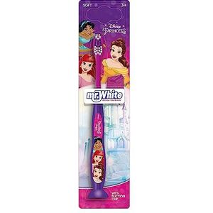 Mr.White Princess Kids Handtandenborstel met zuignap en reisdop, zachte borstelharen, geschikt voor kinderen vanaf 3 jaar