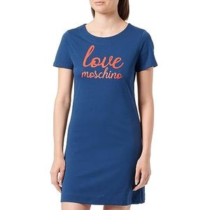 Love Moschino Dames Short-Sleeved A-line Dress, Blauw, 42, blauw, 42
