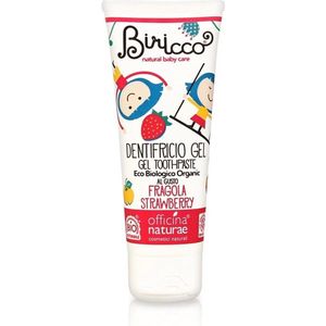 Bio Junior Tandpasta Aardbeiensmaak zonder fluoride 75 ml & 2 Duurzame Cellulose Tandenborstels - Officina naturae