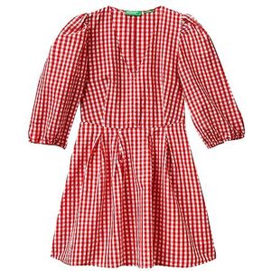 Geruite maxi-jurk voor dames, jurk met ceintuur en knoopsluiting, elegante jurk met lange mouwen, westernjurk voor de herfst, vintage geruite jurk