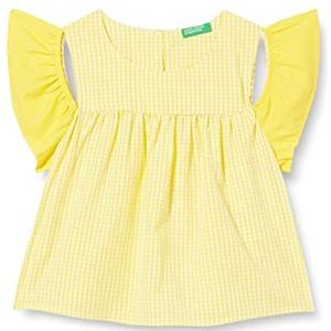 United Colors of Benetton Shirt 57KTGQ011, geel en wit 906, XS meisje, Patroon geruit geel en wit 906
