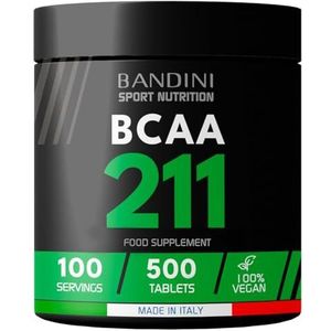 Bandini® BCAA 211 RAMIFIED AMINO ACIDS with Vitamin B1 and B6 | 500 1050mg Muscle Recovery Tablets | 2.1.1 Intra Pre Post Workout Vertakte Aminozuren | 2:1:1 For Gym, Workout 100% Veganistisch